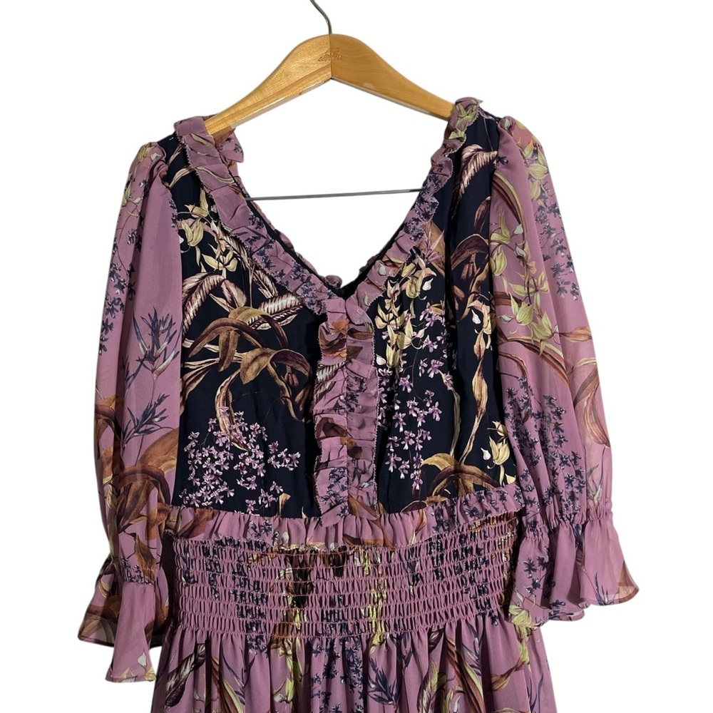 MARCHESA NOTTE Smocked Floral Mini Cocktail Dress - Picture 5 of 11